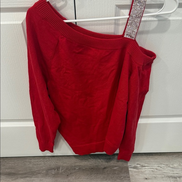 Jessica Simpson Vibrant Red Off-Shoulder Sweater - Picture 1 of 1